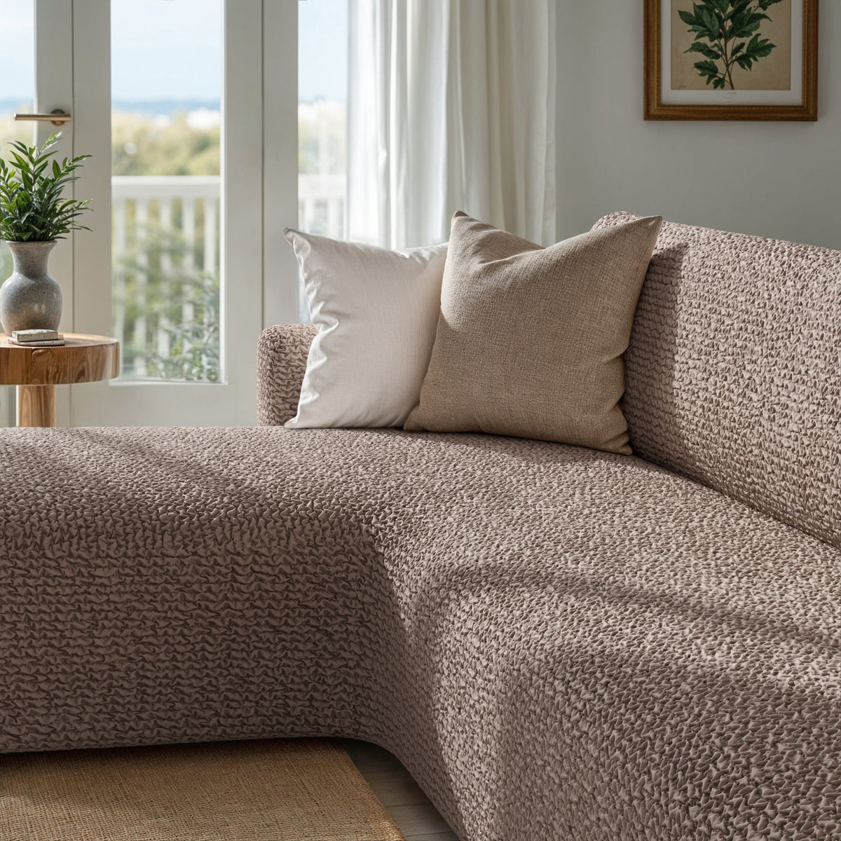 L-Shaped Sofa Slipcover (Left Chaise), Comfort Collection – Soft Taupe, interior view 3 | Soft Taupe