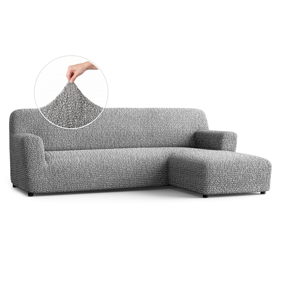 L-Shaped Sofa Slipcover (Right Chaise), Comfort Collection – Ash, front view | Ash