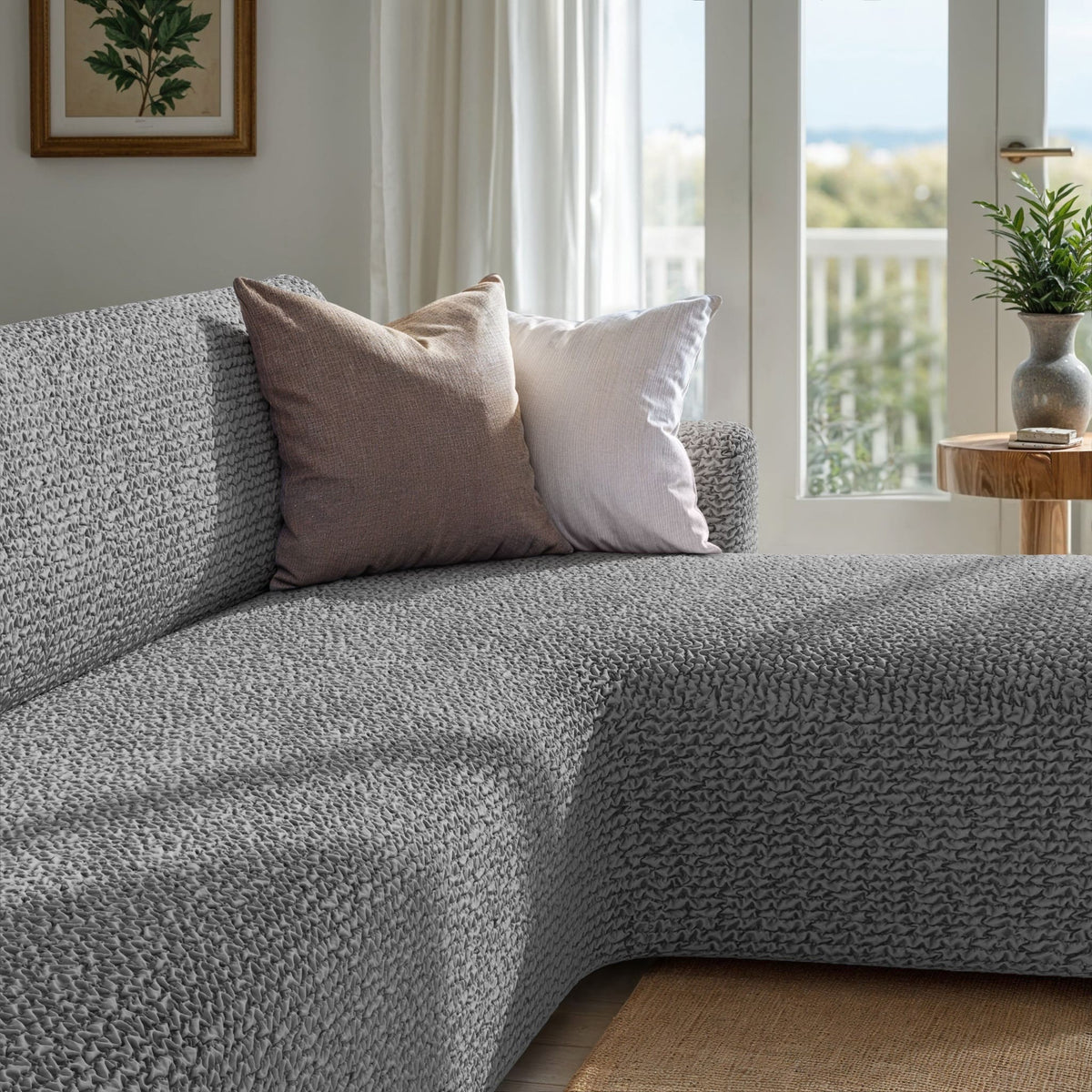 L-Shaped Sofa Slipcover (Right Chaise), Comfort Collection – Ash, interior view 3 | Ash