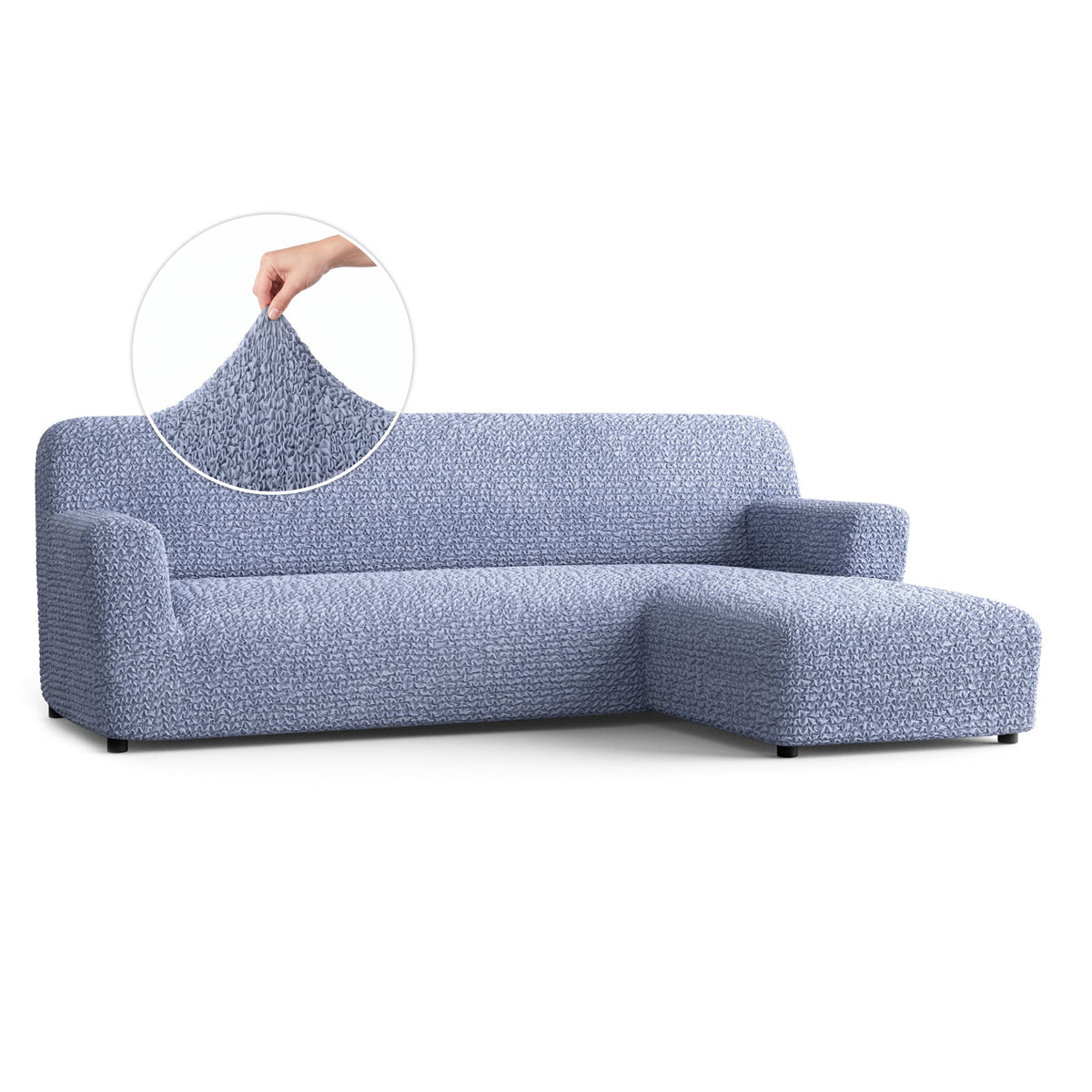 L-Shaped Sofa Slipcover (Right Chaise), Comfort Collection – Blue, front view | Blue