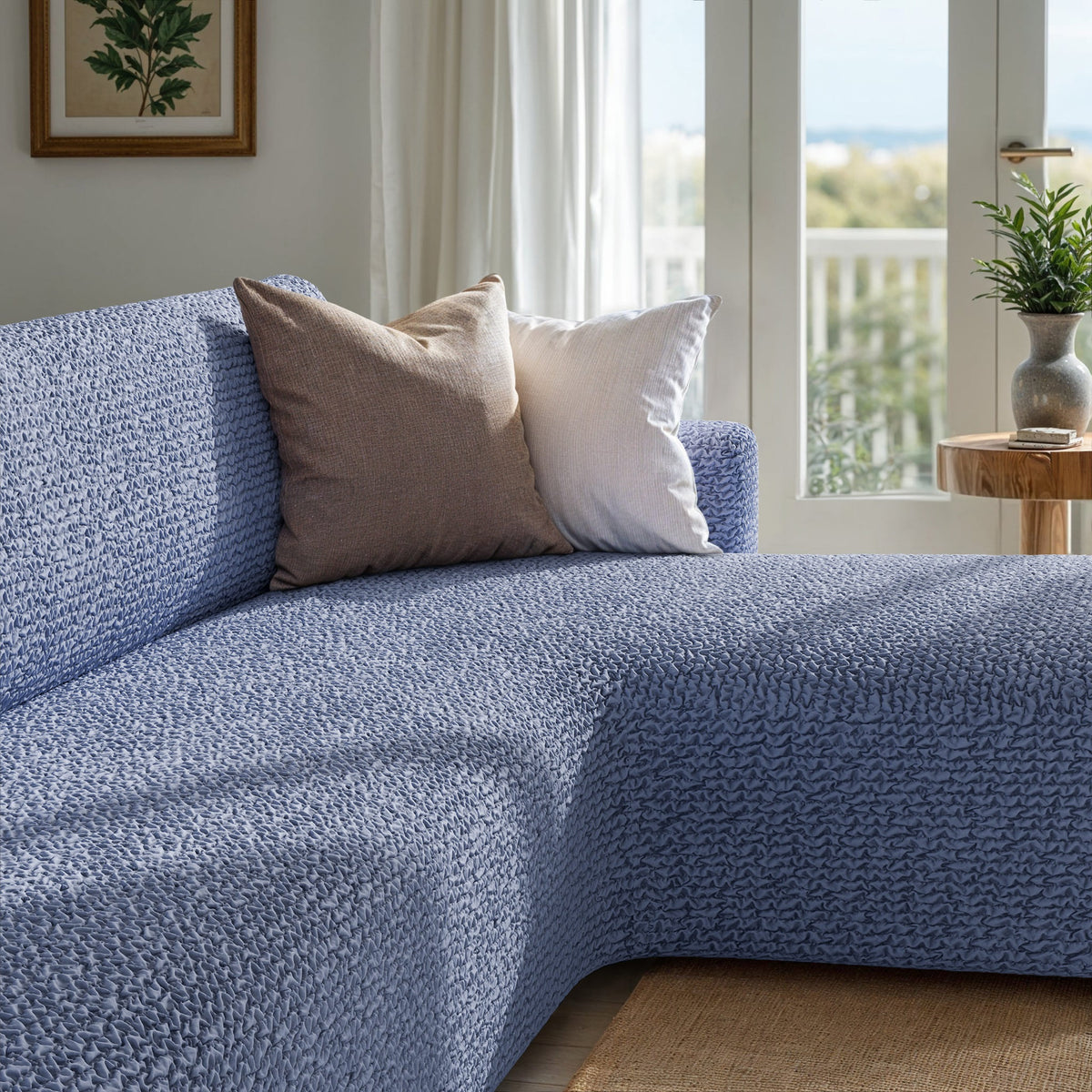 L-Shaped Sofa Slipcover (Right Chaise), Comfort Collection – Blue, interior view 3 | Blue