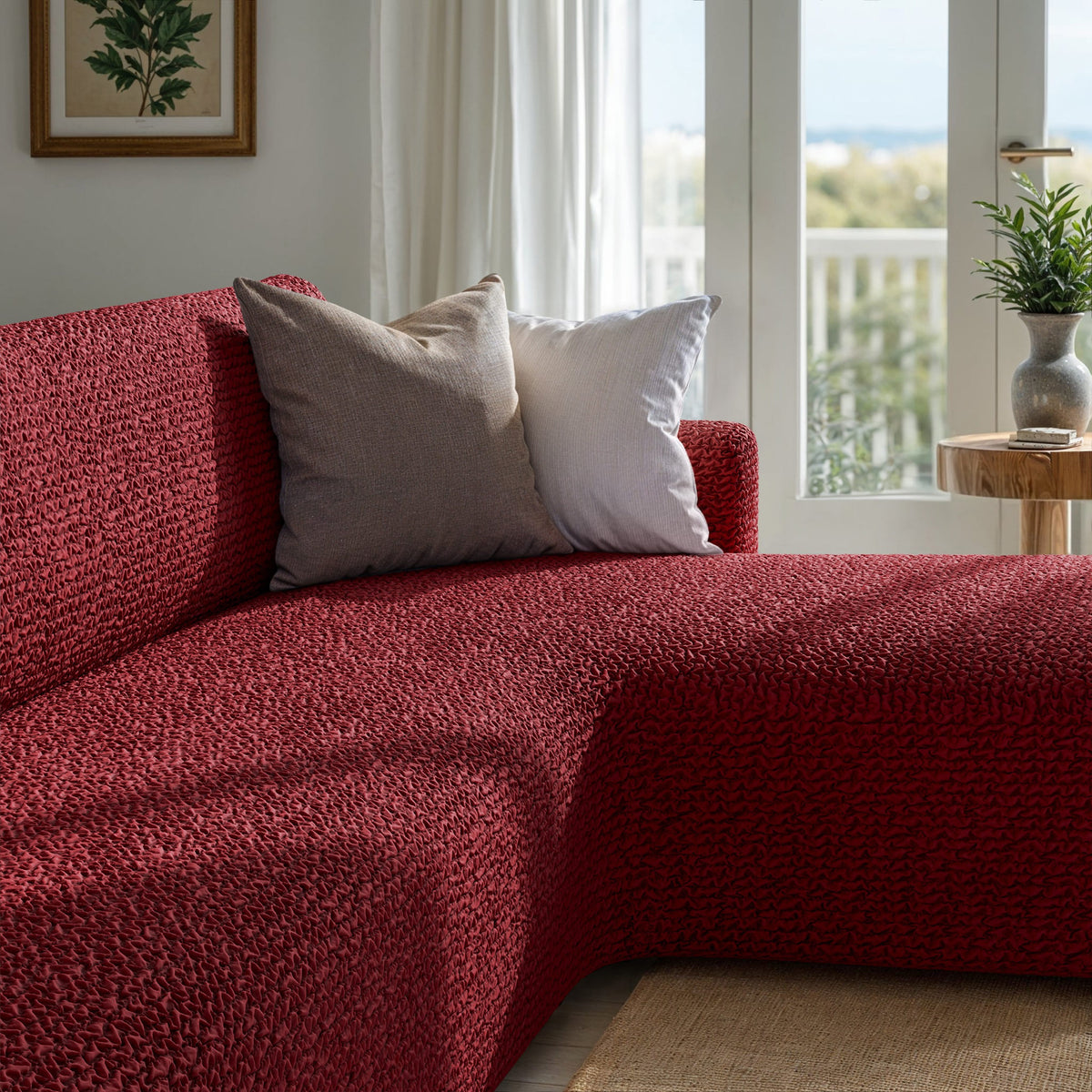 L-Shaped Sofa Slipcover (Right Chaise), Comfort Collection – Burgundy, interior view 3 | Burgundy