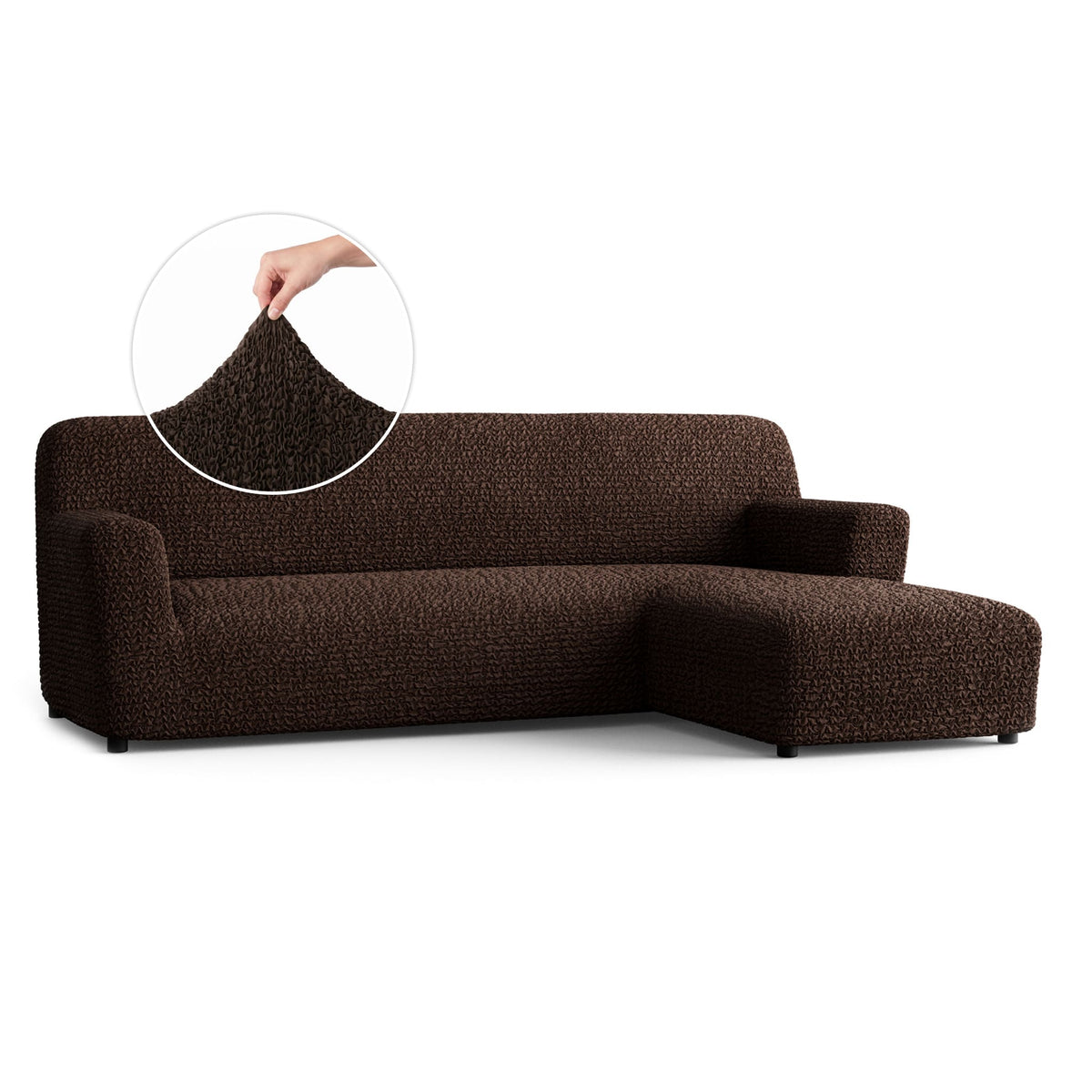 L-Shaped Sofa Slipcover (Right Chaise), Comfort Collection – Dark Brown, front view | Dark Brown