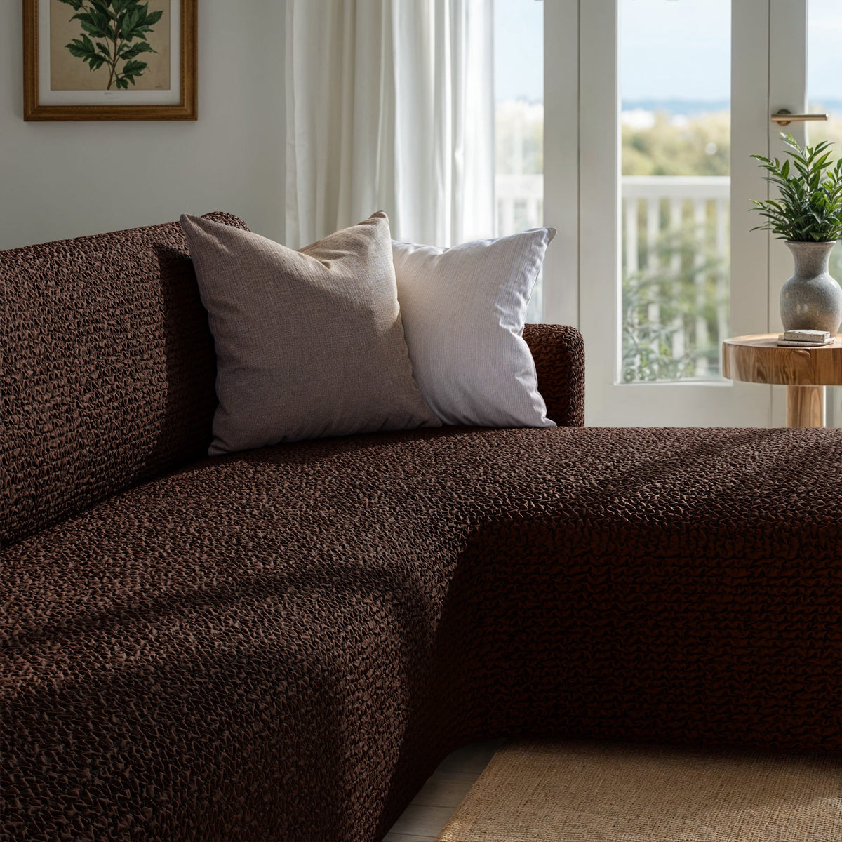L-Shaped Sofa Slipcover (Right Chaise), Comfort Collection – Dark Brown, interior view 3 | Dark Brown