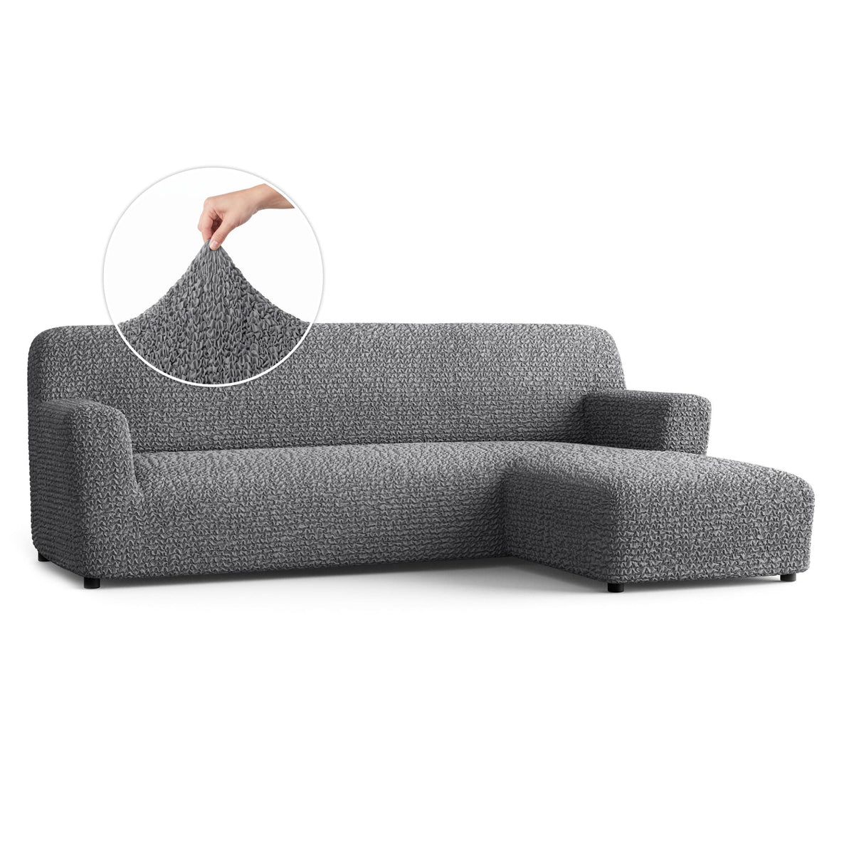 L-Shaped Sofa Slipcover (Right Chaise), Comfort Collection – Dark Grey, front view | Dark Grey