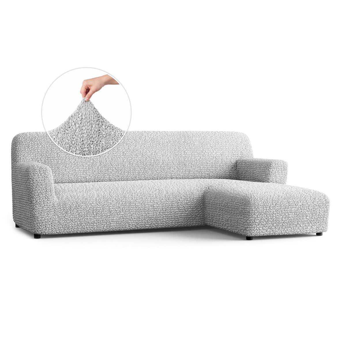 L-Shaped Sofa Slipcover (Right Chaise), Comfort Collection – Light Grey, front view | Light Grey