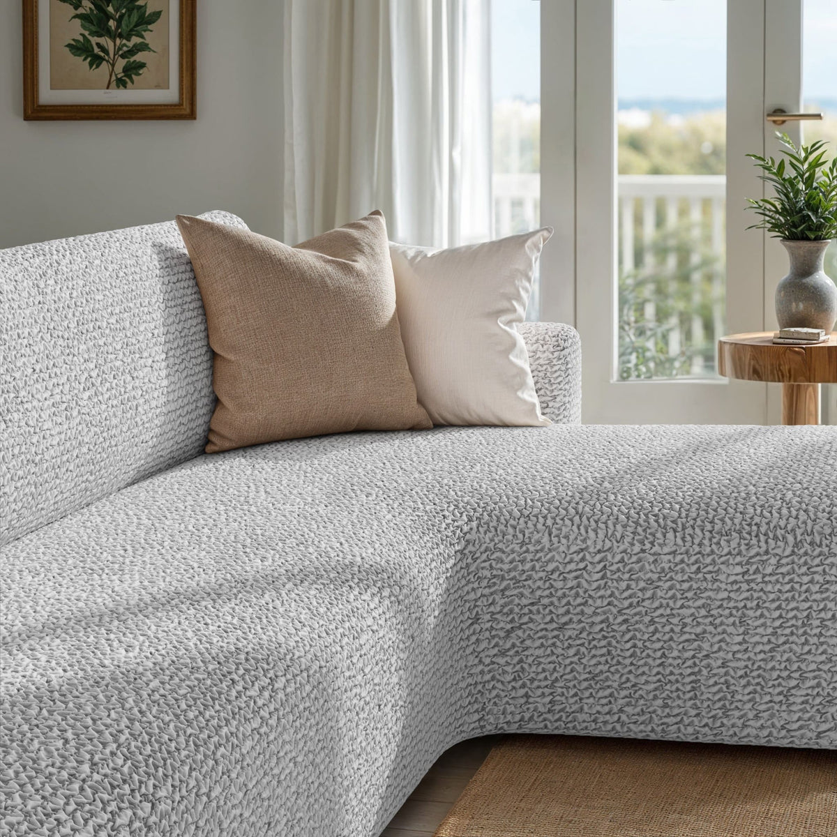 L-Shaped Sofa Slipcover (Right Chaise), Comfort Collection – Light Grey, interior view 3 | Light Grey
