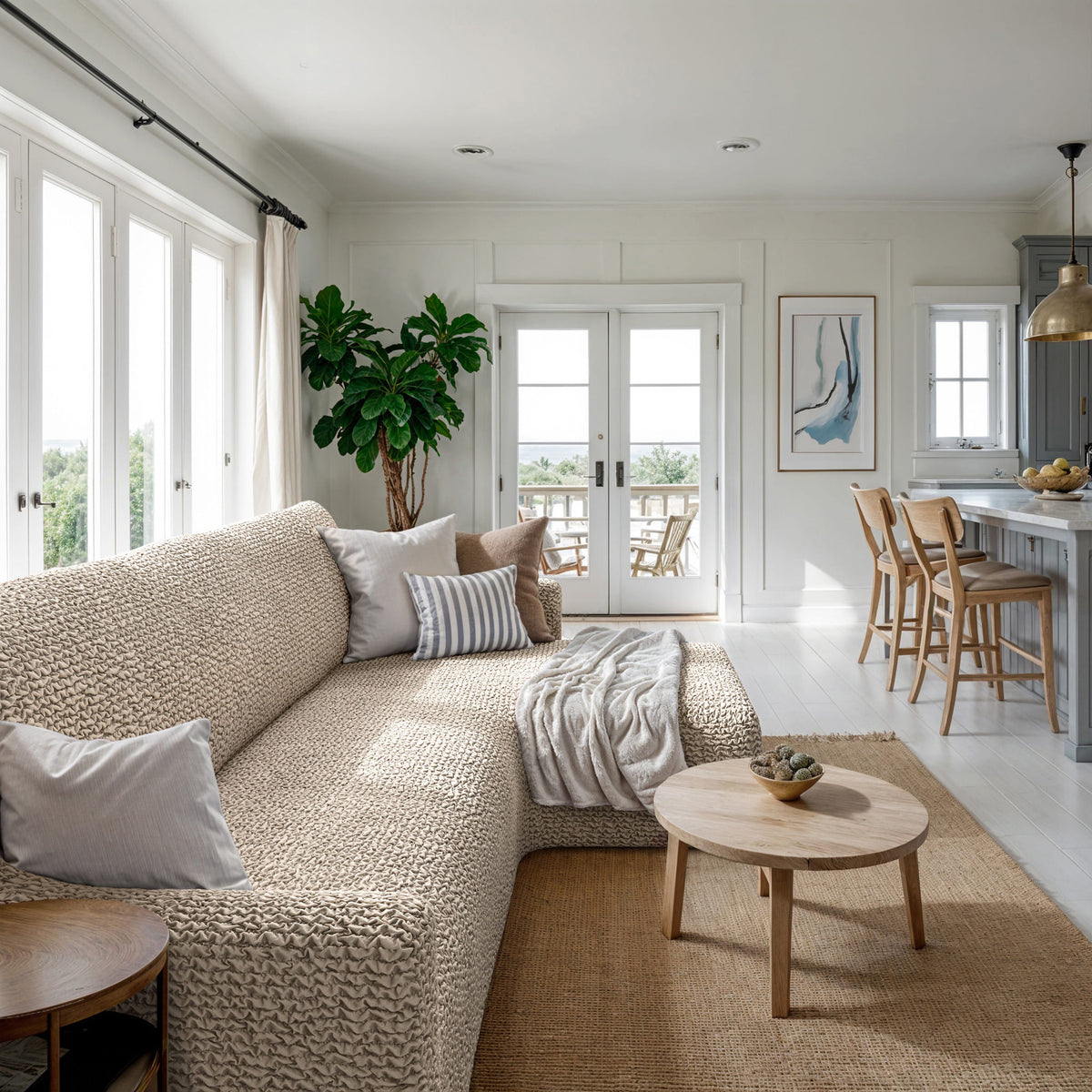 L-Shaped Sofa Slipcover (Right Chaise), Comfort Collection – Macadamia, interior view 2 | Macadamia