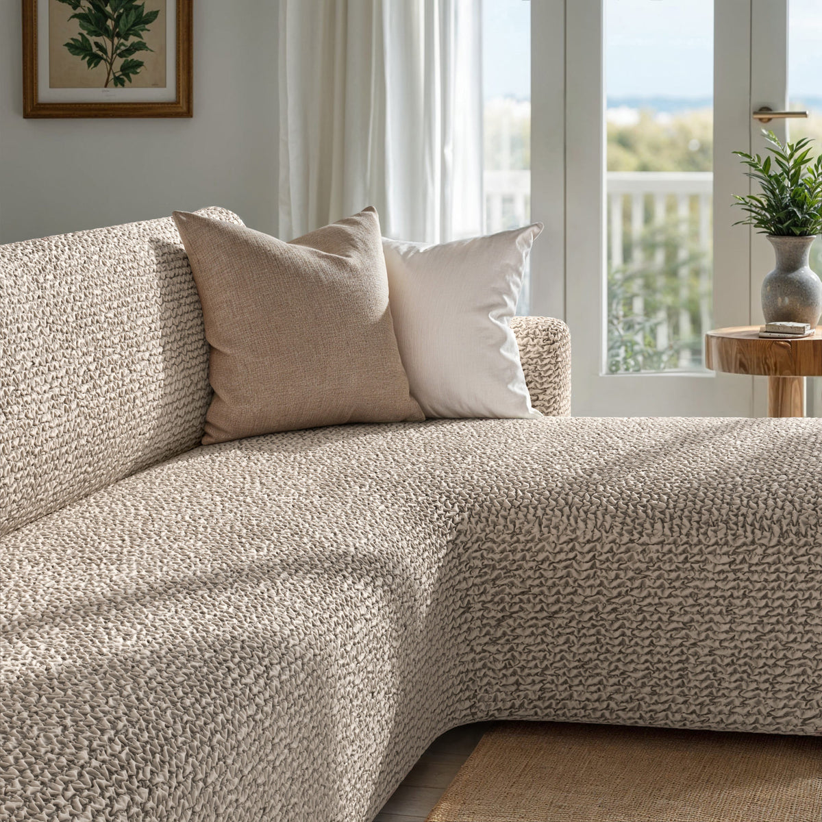 L-Shaped Sofa Slipcover (Right Chaise), Comfort Collection – Macadamia, interior view 3 | Macadamia
