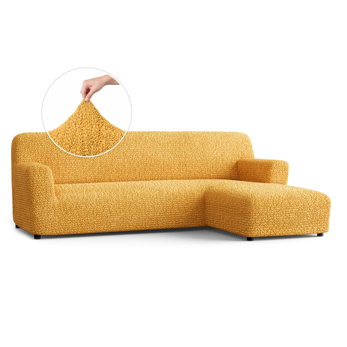 L-Shaped Sofa Slipcover (Right Chaise), Comfort Collection – Mango, front view | Mango