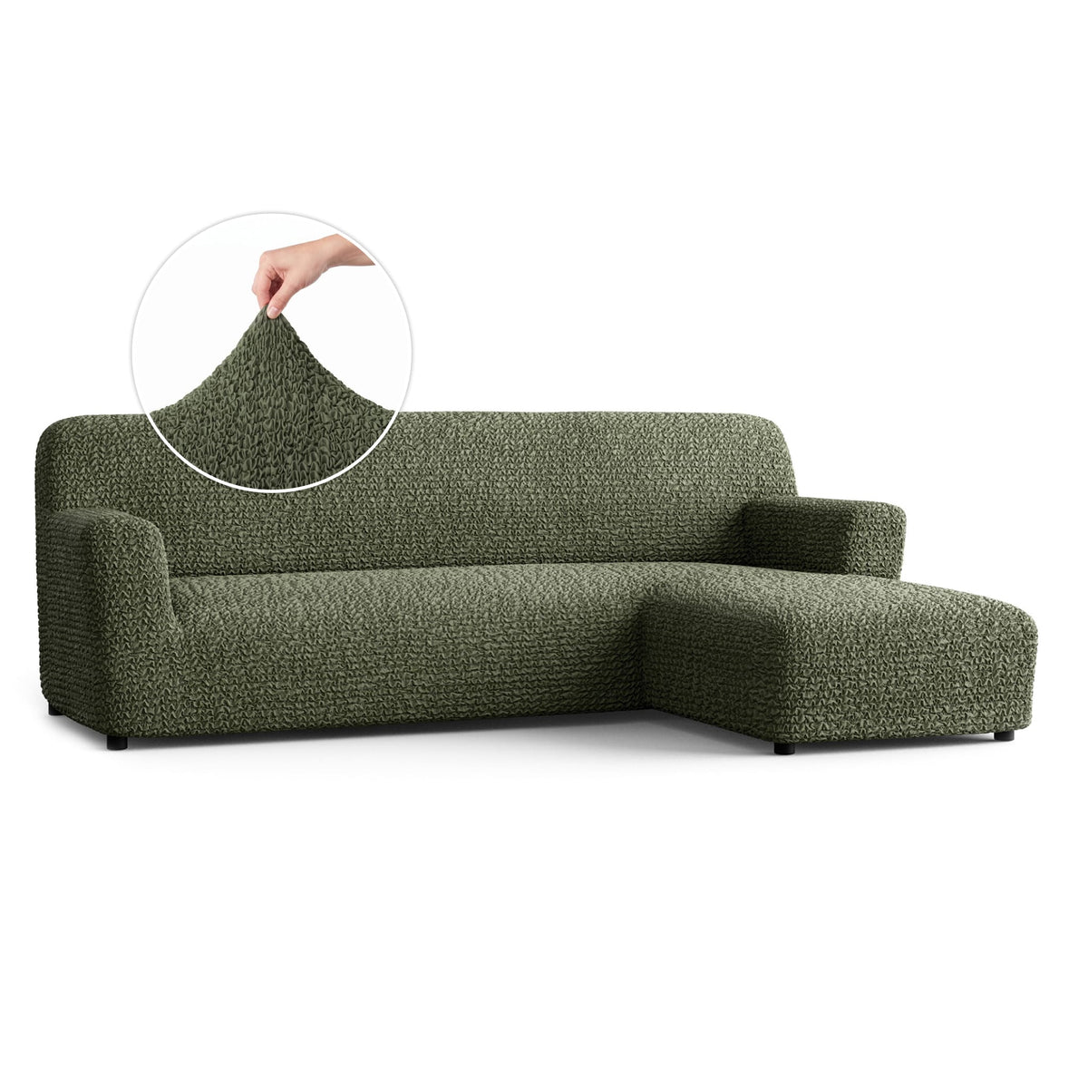L-Shaped Sofa Slipcover (Right Chaise), Comfort Collection – Moss Green, front view | Moss Green