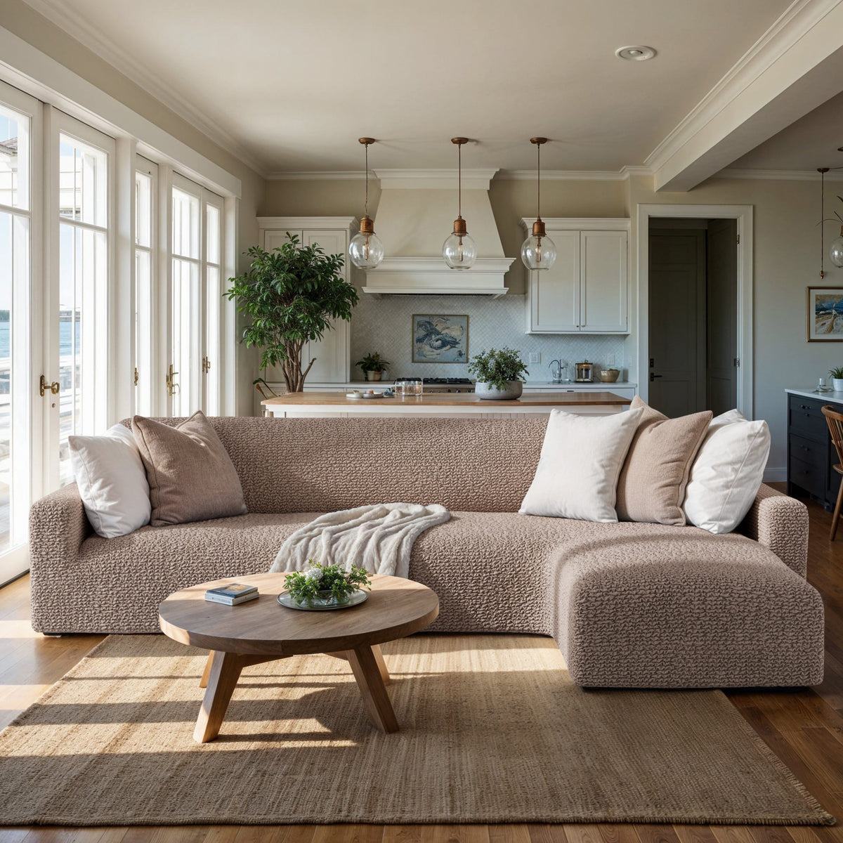 L-Shaped Sofa Slipcover (Right Chaise), Comfort Collection – Soft Taupe, interior view 1 | Soft Taupe