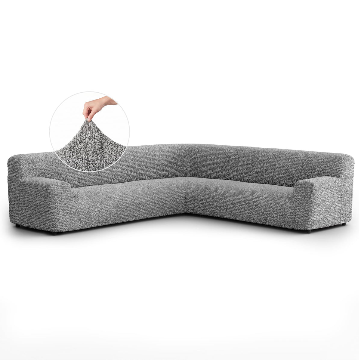 Large Corner Sofa Slipcover, Comfort Collection – Ash, front view | Ash