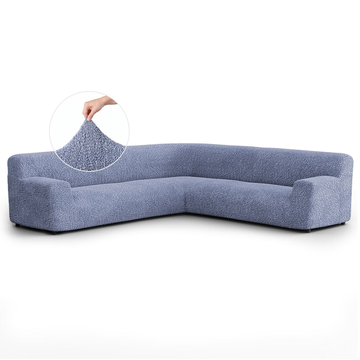 Large Corner Sofa Slipcover, Comfort Collection – Blue, front view | Blue
