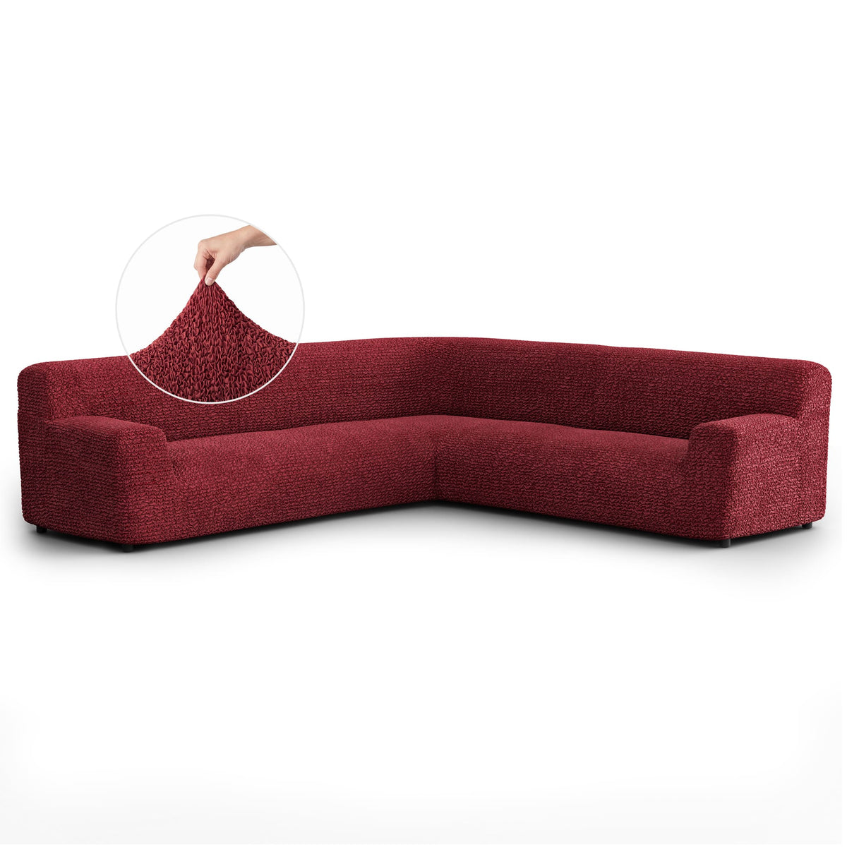 Large Corner Sofa Slipcover, Comfort Collection – Burgundy, front view | Burgundy
