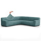 Large Corner Sofa Slipcover, Comfort Collection – Teal, front view | Teal