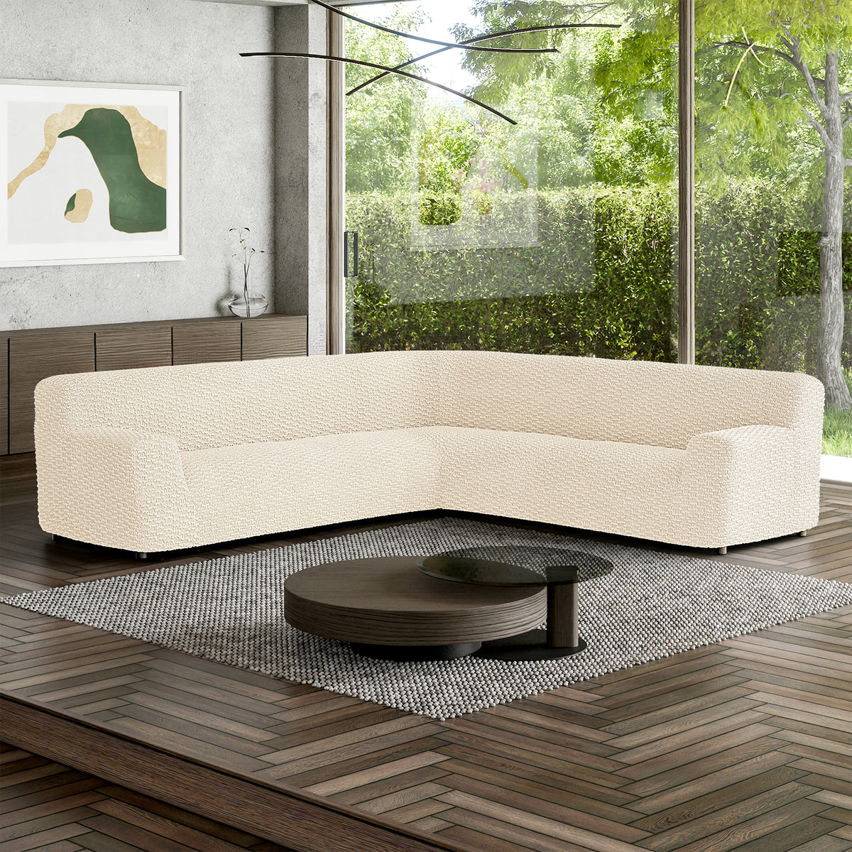 Large Corner Sofa Slipcover, Embrace Collection – Cream, interior view 1 | Cream