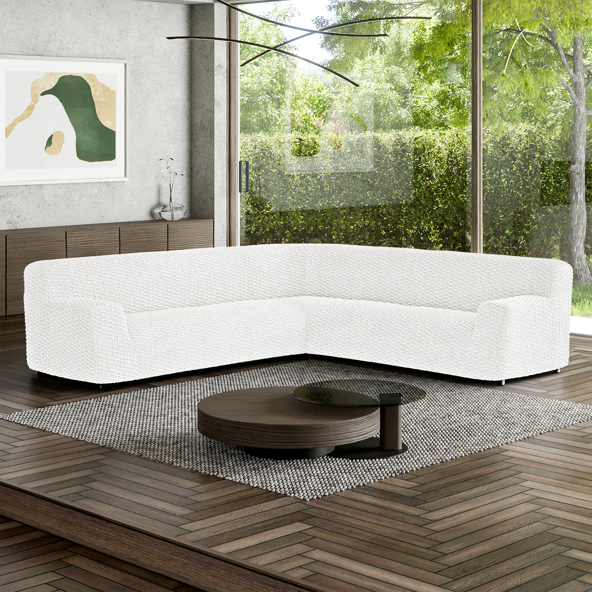 Large Corner Sofa Slipcover, Embrace Collection – Crisp White, interior view 1 | Crisp White