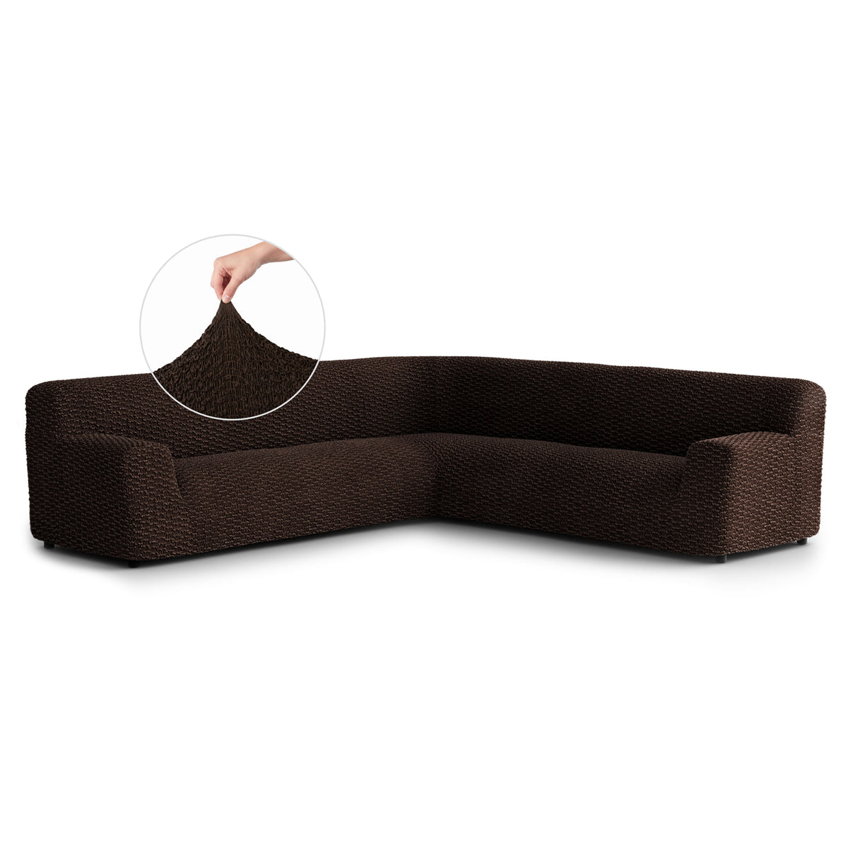 Large Corner Sofa Slipcover, Embrace Collection – Dark Brown, front view | Dark Brown