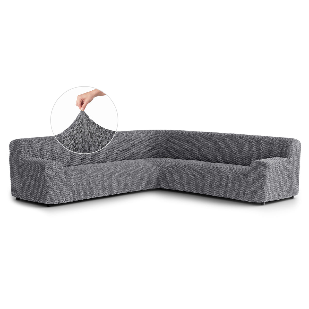 Large Corner Sofa Slipcover, Embrace Collection – Dark Grey, front view | Dark Grey