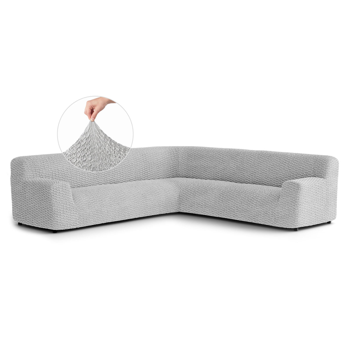 Large Corner Sofa Slipcover, Embrace Collection – Light Grey, front view | Light Grey