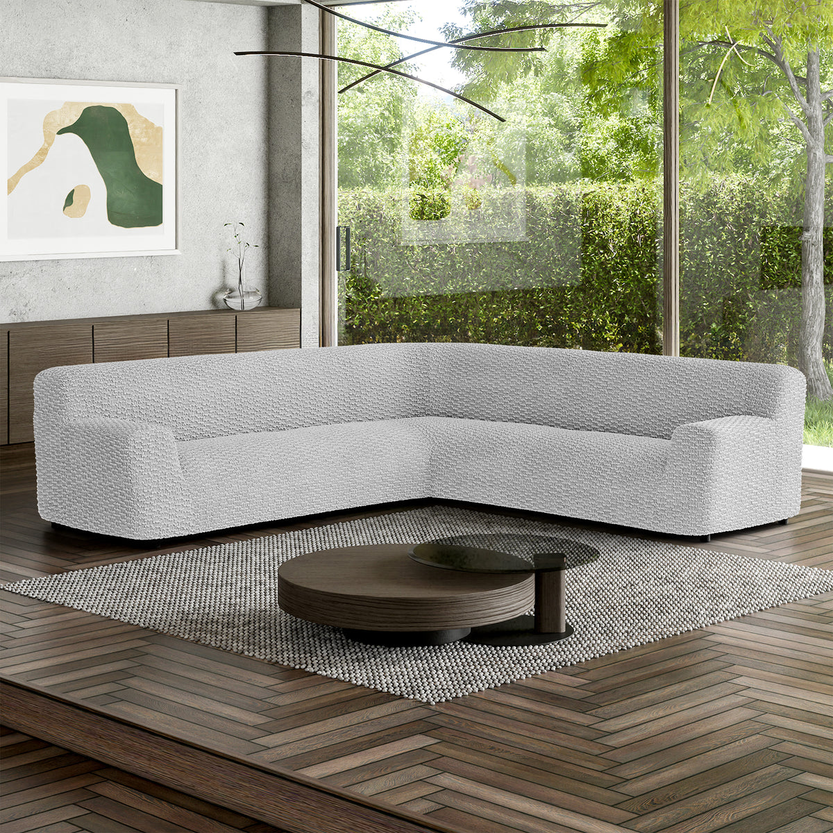 Large Corner Sofa Slipcover, Embrace Collection – Light Grey, interior view 1 | Light Grey