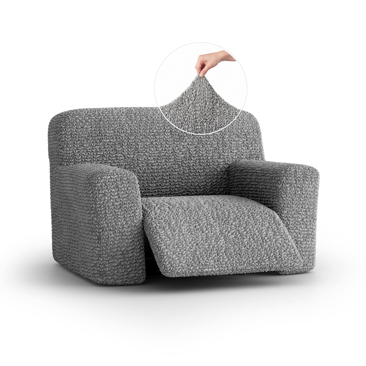 Large Reclining Armchair Slipcover, Comfort Collection – Ash, front view | Ash