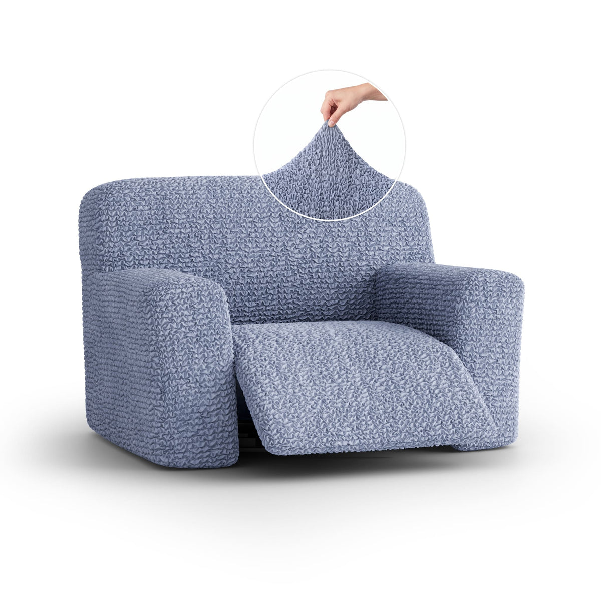 Large Reclining Armchair Slipcover, Comfort Collection – Blue, front view | Blue