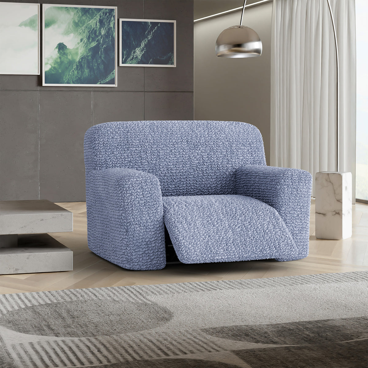 Large Reclining Armchair Slipcover, Comfort Collection – Blue, interior view 1 | Blue