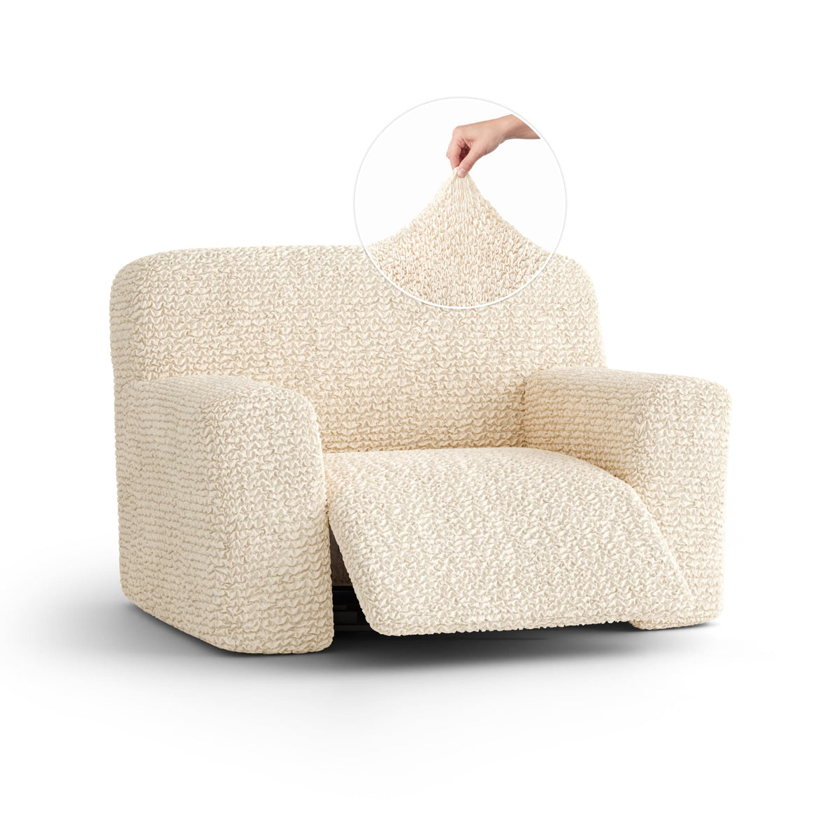 Large Reclining Armchair Slipcover, Comfort Collection – Cream, front view | Cream
