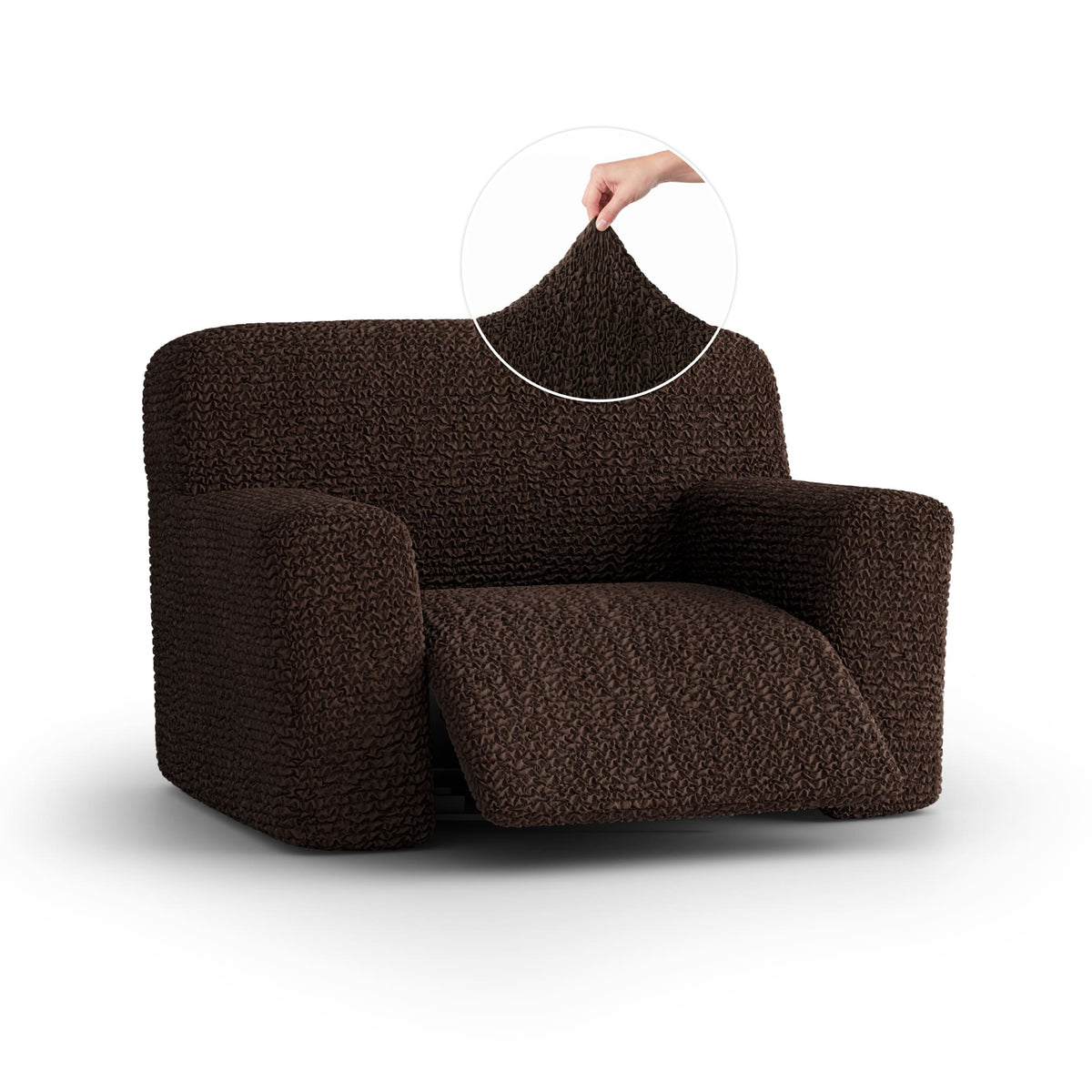 Large Reclining Armchair Slipcover, Comfort Collection – Dark Brown, front view | Dark Brown