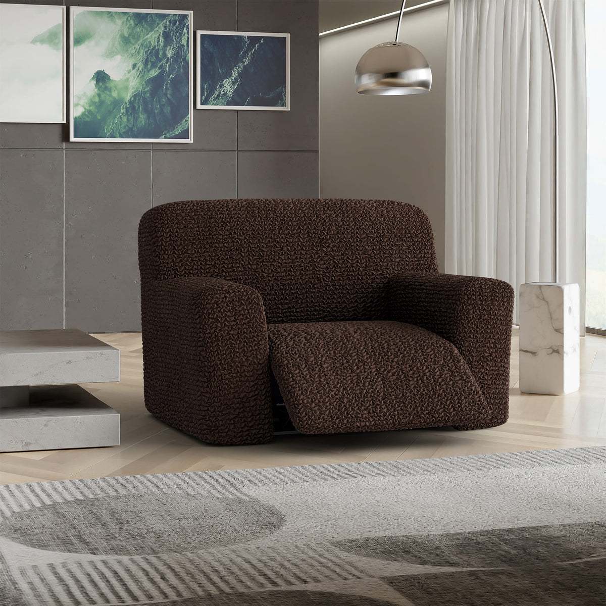 Large Reclining Armchair Slipcover, Comfort Collection – Dark Brown, interior view 1 | Dark Brown