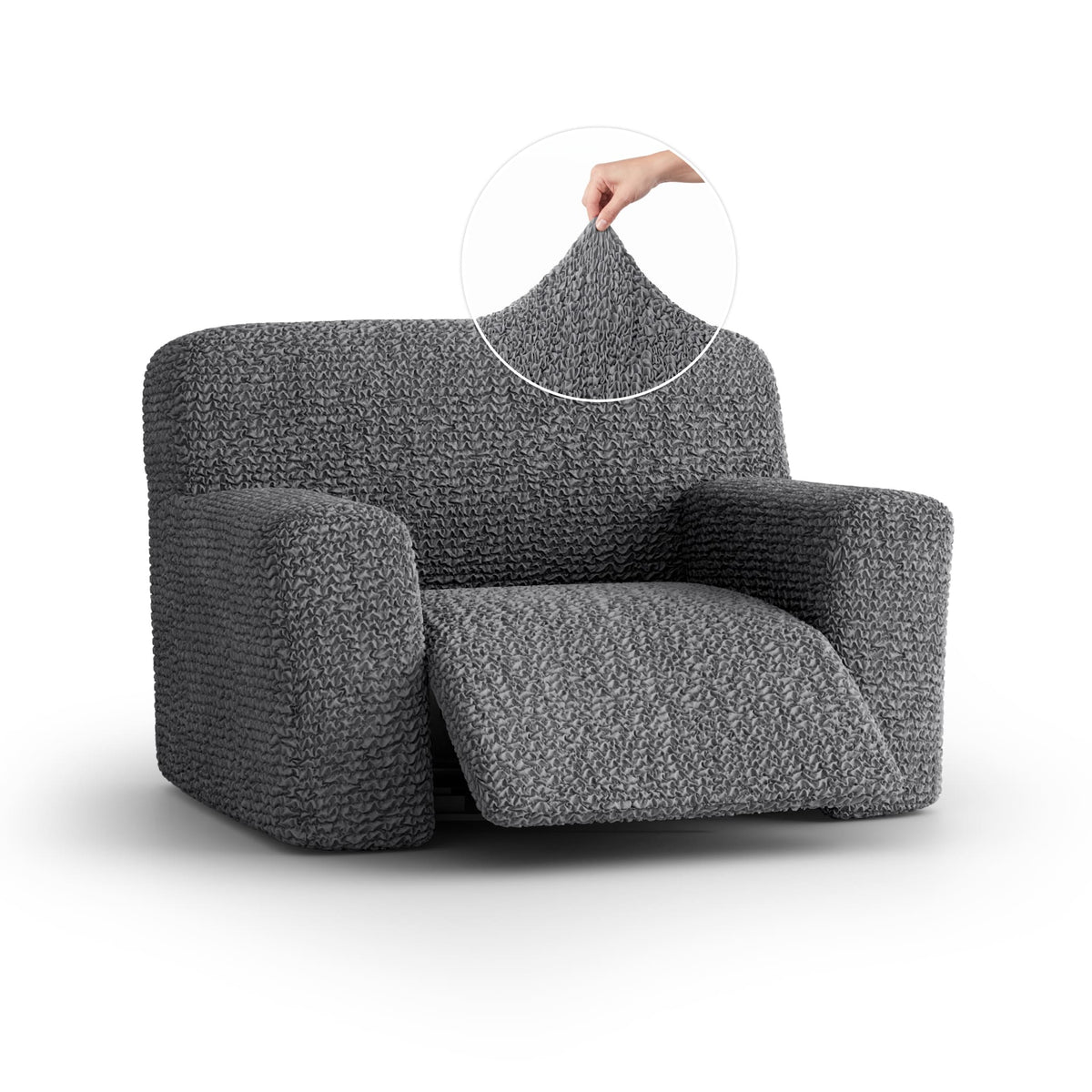 Large Reclining Armchair Slipcover, Comfort Collection – Dark Grey, front view | Dark Grey