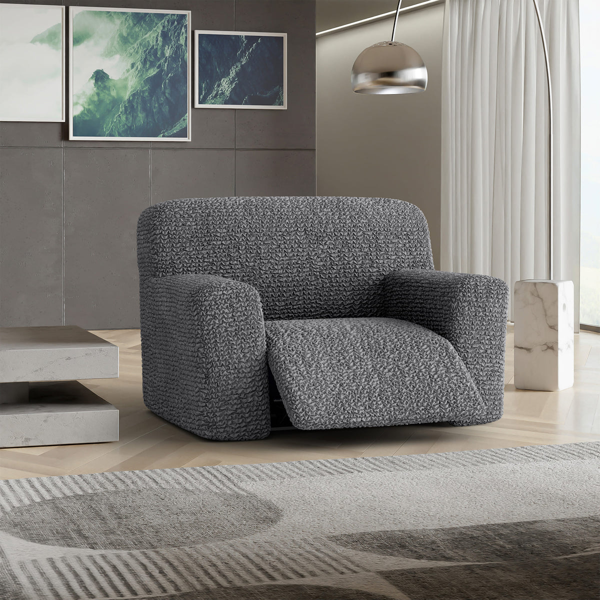 Large Reclining Armchair Slipcover, Comfort Collection – Dark Grey, interior view 1 | Dark Grey
