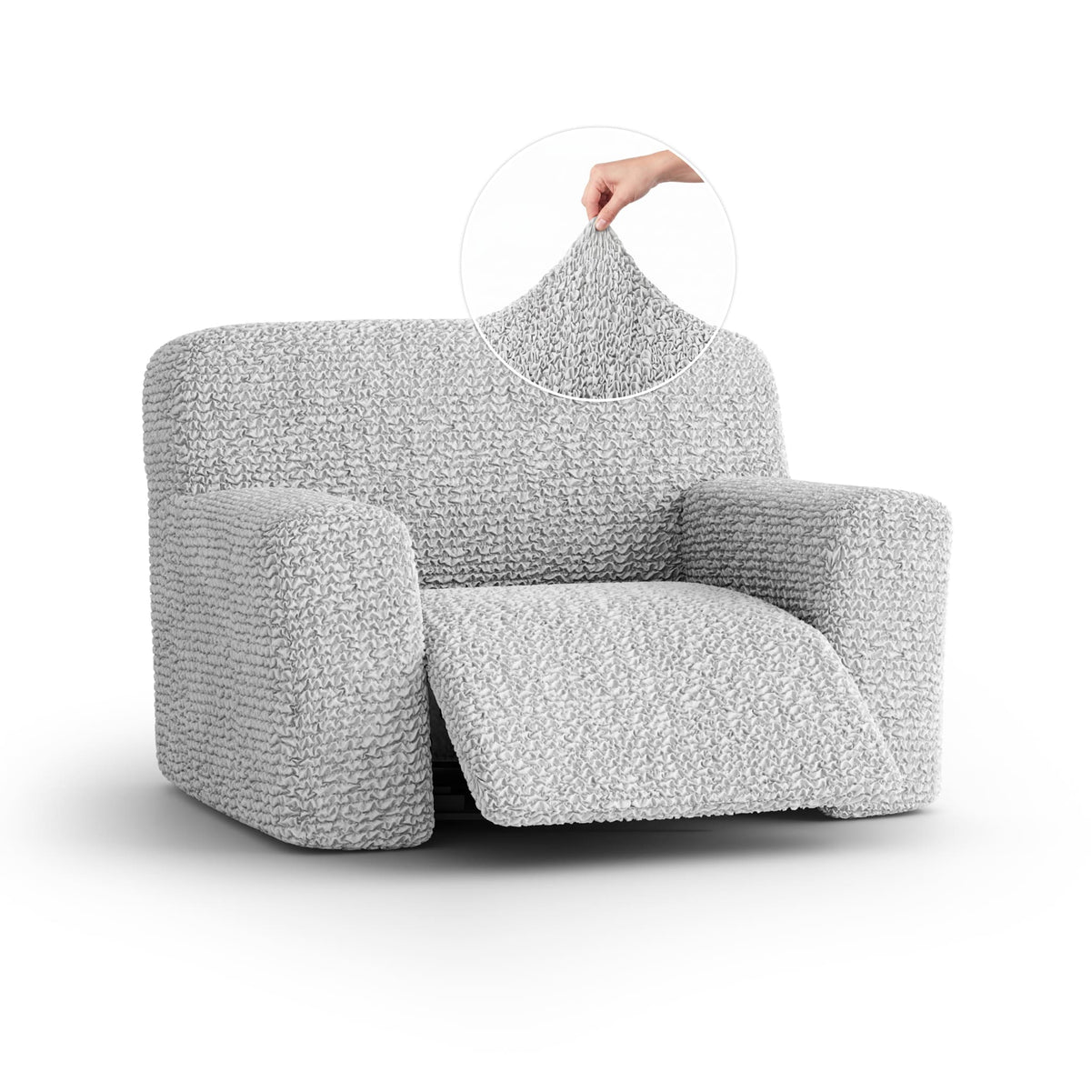Large Reclining Armchair Slipcover, Comfort Collection – Light Grey, front view | Light Grey