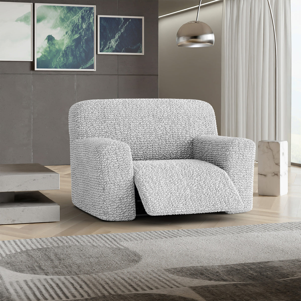 Large Reclining Armchair Slipcover, Comfort Collection – Light Grey, interior view 1 | Light Grey