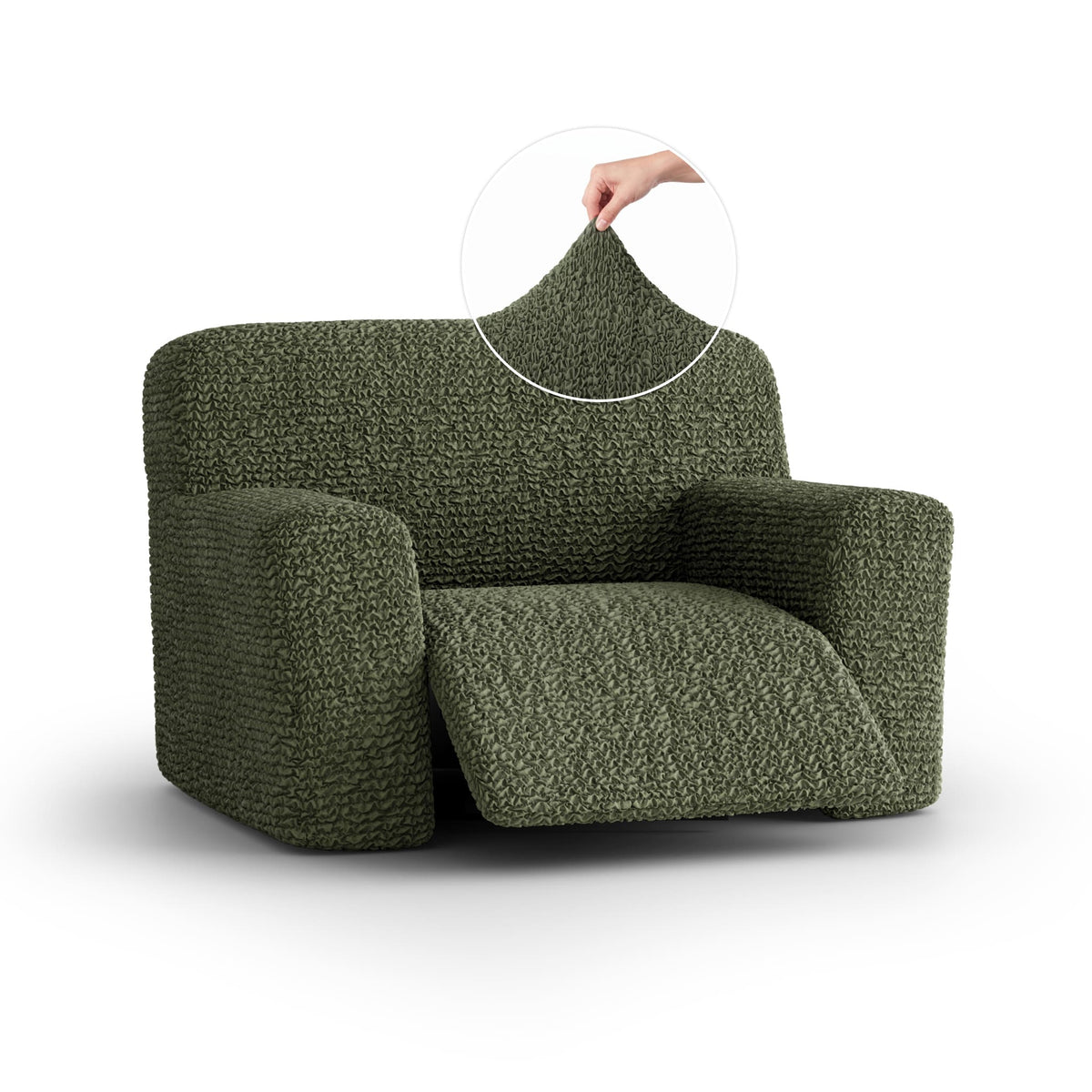 Large Reclining Armchair Slipcover, Comfort Collection – Moss Green, front view | Moss Green