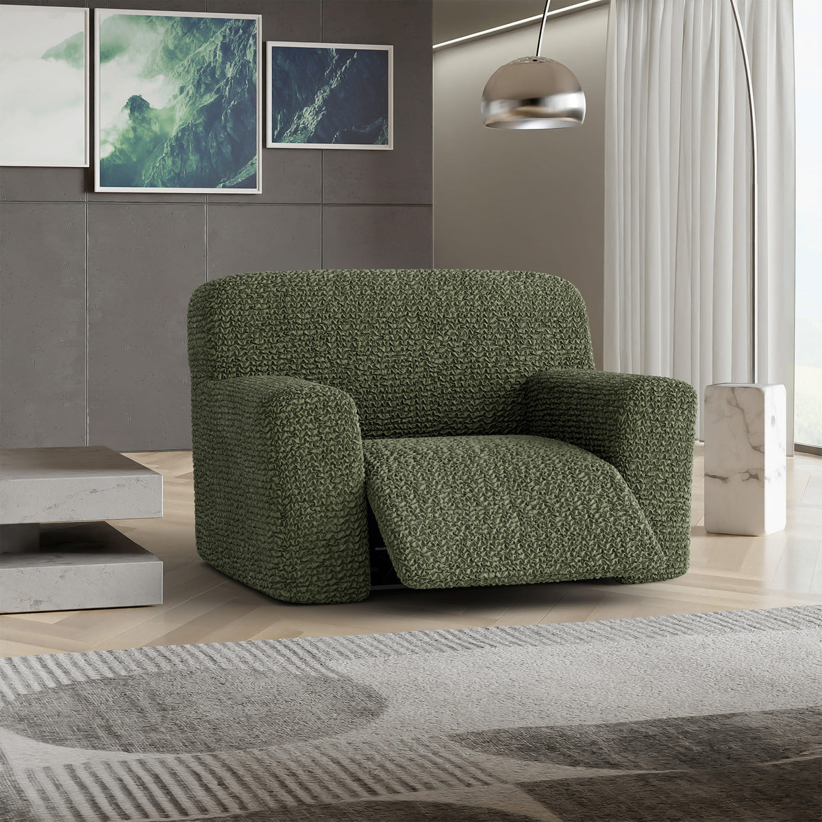 Large Reclining Armchair Slipcover, Comfort Collection – Moss Green, interior view 1 | Moss Green