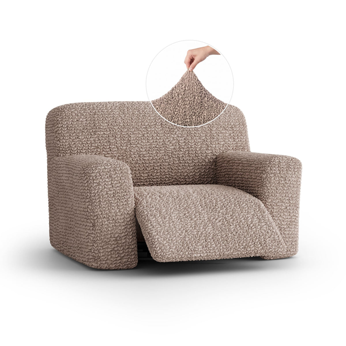Large Reclining Armchair Slipcover, Comfort Collection – Soft Taupe, front view | Soft Taupe