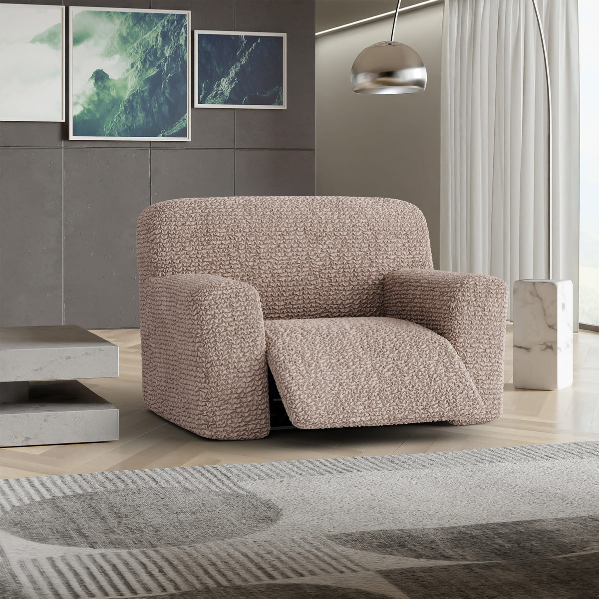 Large Reclining Armchair Slipcover, Comfort Collection – Soft Taupe, interior view 1 | Soft Taupe