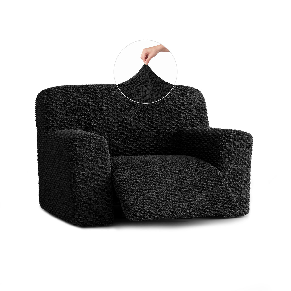 Large Reclining Armchair Slipcover, Embrace Collection – Black, front view | Black