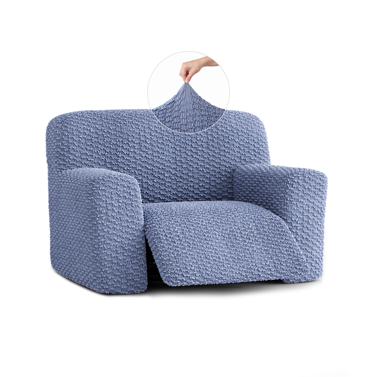 Large Reclining Armchair Slipcover, Embrace Collection – Blue, front view | Blue