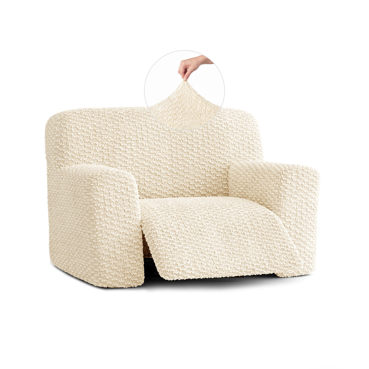 Large Reclining Armchair Slipcover, Embrace Collection – Cream, front view | Cream