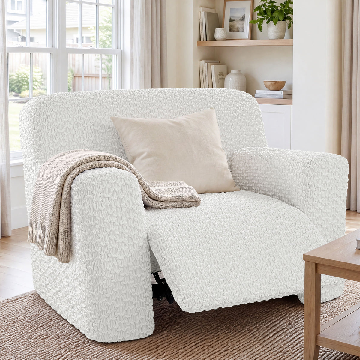 Large Reclining Armchair Slipcover, Embrace Collection – Crisp White, interior view 1 | Crisp White