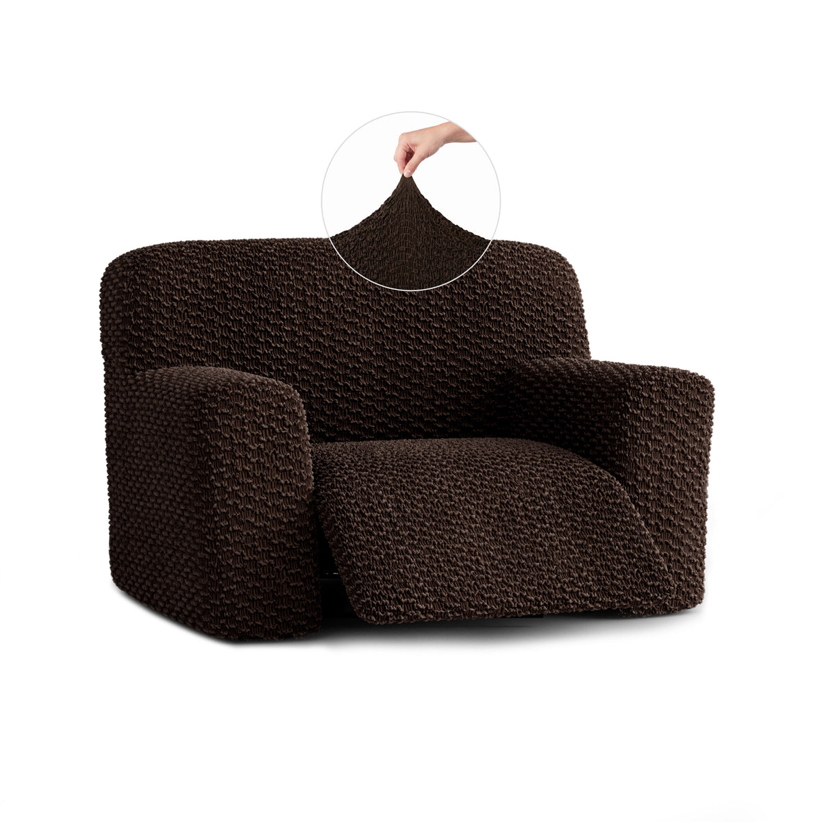 Large Reclining Armchair Slipcover, Embrace Collection – Dark Brown, front view | Dark Brown
