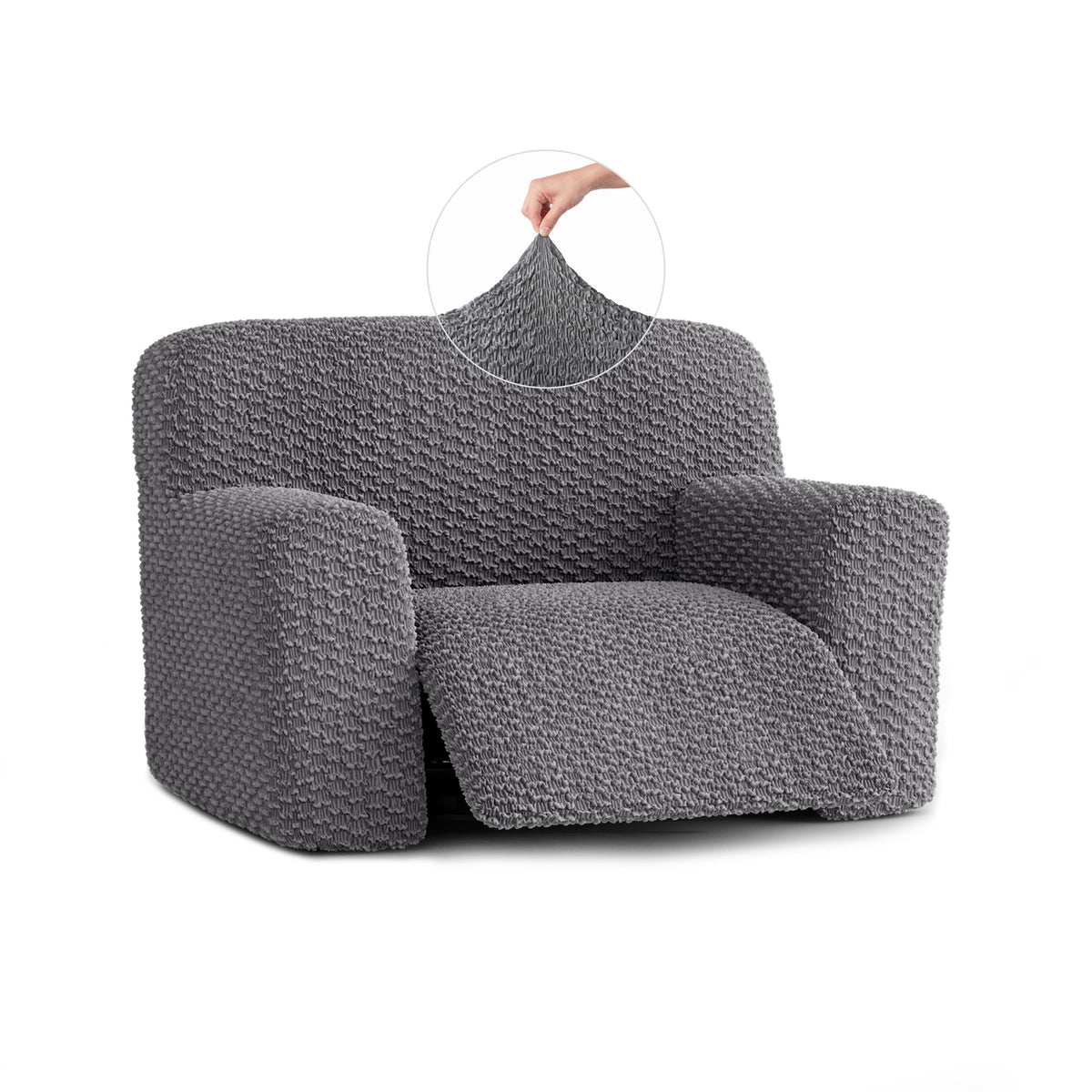 Large Reclining Armchair Slipcover, Embrace Collection – Dark Grey, front view | Dark Grey