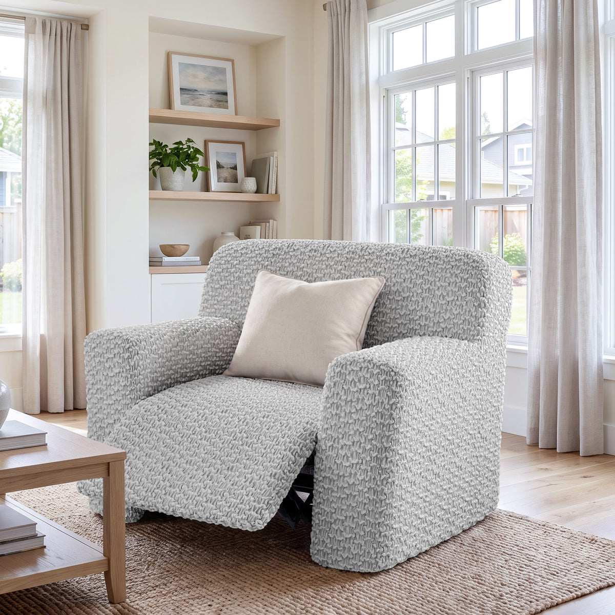 Large Reclining Armchair Slipcover, Embrace Collection – Light Grey, interior view 2 | Light Grey