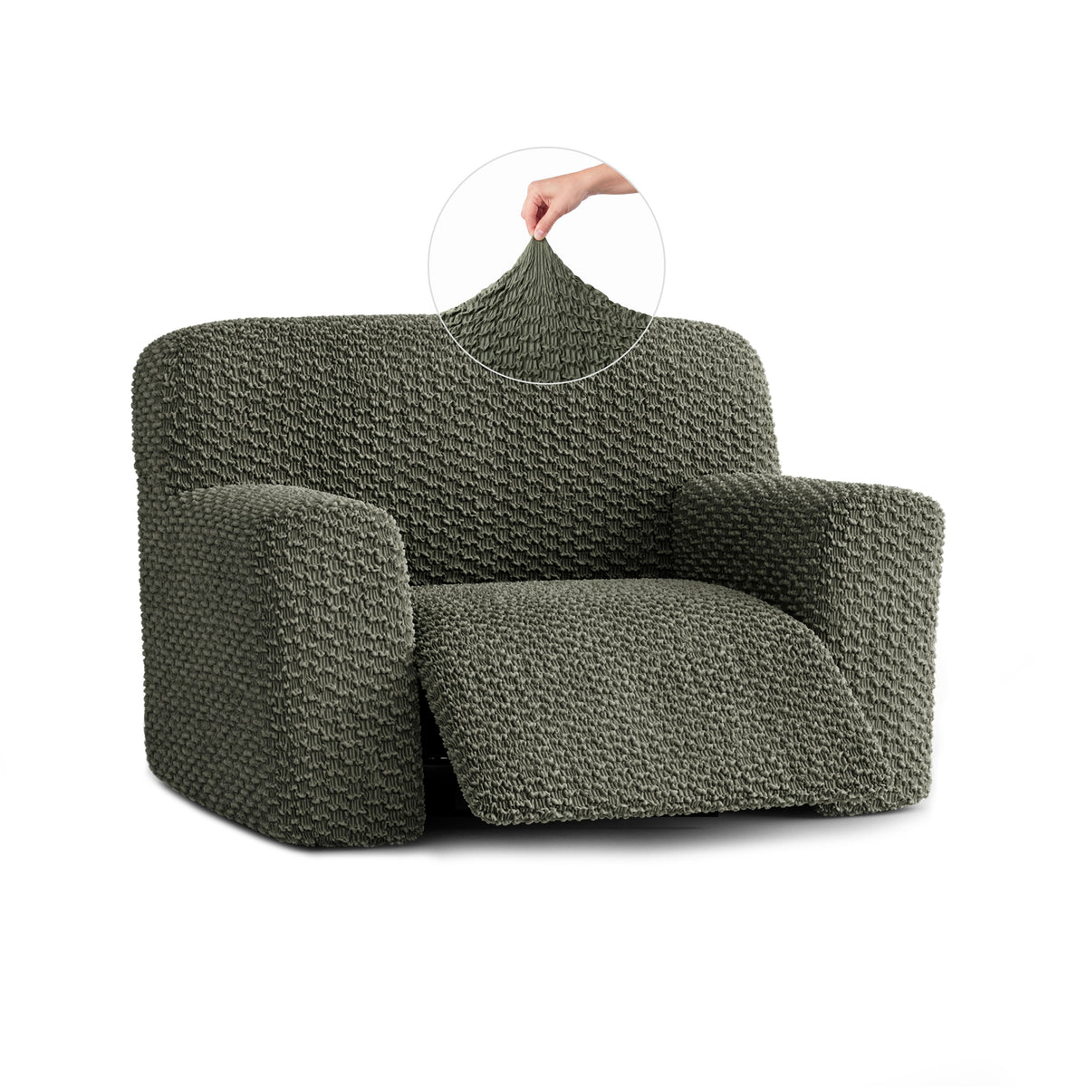 Large Reclining Armchair Slipcover, Embrace Collection – Moss Green, front view | Moss Green