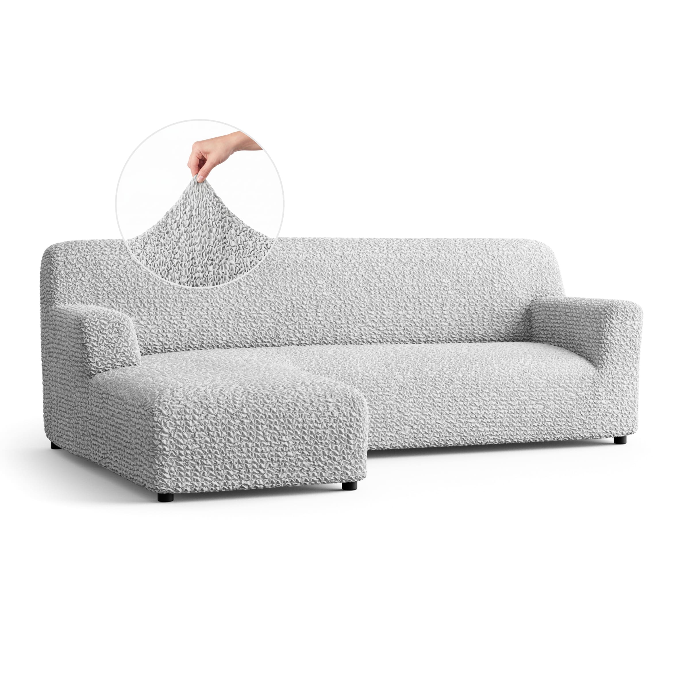 L-Shaped Sofa Slipcover (Left Chaise), Comfort Collection – Light Grey, front view | Light Grey