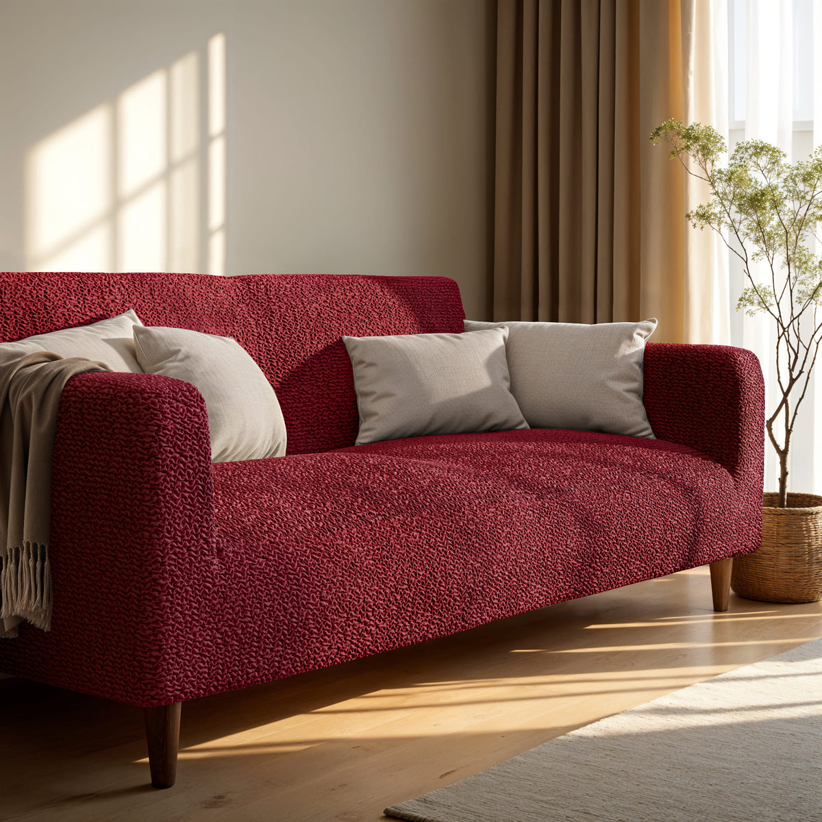 Loveseat 2 Seater Slipcover, Comfort Collection – Burgundy, interior view 1 | Burgundy